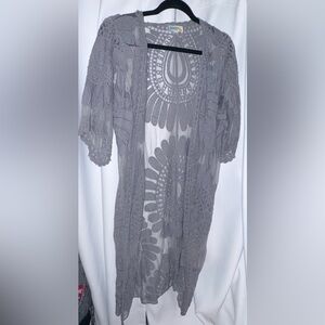 Rebellion Lace Bell Sleeve Top in Gray